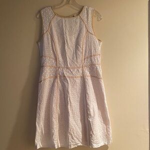 White Cotton Eyelet Sleeveless Mini Dress